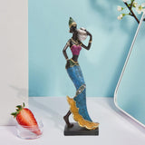 Maxbell African Sculpture Tribal Lady Figure Dolls Ornaments for Desktop Decorations silver