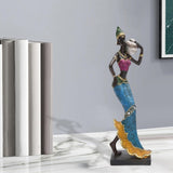 Maxbell African Sculpture Tribal Lady Figure Dolls Ornaments for Desktop Decorations silver