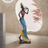 Maxbell African Sculpture Tribal Lady Figure Dolls Ornaments for Desktop Decorations silver