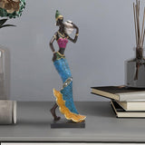 Maxbell African Sculpture Tribal Lady Figure Dolls Ornaments for Desktop Decorations silver