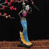 Maxbell African Sculpture Tribal Lady Figure Dolls Ornaments for Desktop Decorations silver