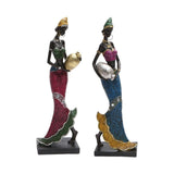 Maxbell Exotic African Figurine Sculpture Craft Tribal Lady Statue for Wine Cabinet Red Dress