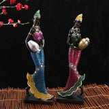 Maxbell Exotic African Figurine Sculpture Craft Tribal Lady Statue for Wine Cabinet Red Dress
