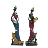 Maxbell Exotic African Figurine Sculpture Craft Tribal Lady Statue for Wine Cabinet Red Dress