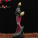 Maxbell Exotic African Figurine Sculpture Craft Tribal Lady Statue for Wine Cabinet Red Dress