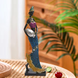 Maxbell Exotic African Figurine Sculpture Craft Tribal Lady Statue for Wine Cabinet Blue Dress
