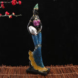 Maxbell Exotic African Figurine Sculpture Craft Tribal Lady Statue for Wine Cabinet Blue Dress