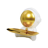 Maxbell Astronaut Statue with Tray Key Holder for porch Container Trinkets White Gold