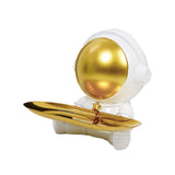 Maxbell Astronaut Statue with Tray Key Holder for porch Container Trinkets White Gold
