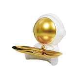 Maxbell Astronaut Statue with Tray Key Holder for porch Container Trinkets White Gold