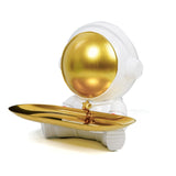 Maxbell Astronaut Statue with Tray Key Holder for porch Container Trinkets White Gold