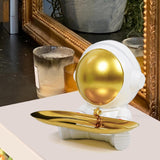 Maxbell Astronaut Statue with Tray Key Holder for porch Container Trinkets White Gold