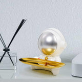 Maxbell Astronaut Statue with Tray Key Holder for porch Container Trinkets silver white