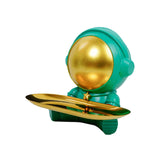Maxbell Astronaut Statue with Tray Key Holder for porch Container Trinkets Green Gold