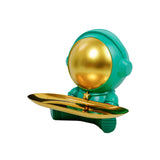 Maxbell Astronaut Statue with Tray Key Holder for porch Container Trinkets Green Gold
