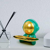 Maxbell Astronaut Statue with Tray Key Holder for porch Container Trinkets Green Gold