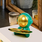 Maxbell Astronaut Statue with Tray Key Holder for porch Container Trinkets Green Gold