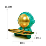 Maxbell Astronaut Statue with Tray Key Holder for porch Container Trinkets Green Gold