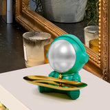 Maxbell Astronaut Statue with Tray Key Holder for porch Container Trinkets Green Silver