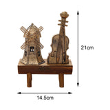 Maxbell Miniature Wooden Model Crafts Ornament Kids Gift for Desktop Home Decor Windmill