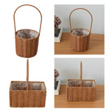 Maxbell Rattan Flower Basket Multifunctional Eggs Candy Basket for Garden Home Decor Round
