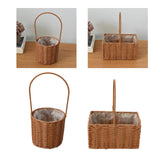 Maxbell Rattan Flower Basket Multifunctional Eggs Candy Basket for Garden Home Decor Round