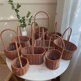 Maxbell Rattan Flower Basket Multifunctional Eggs Candy Basket for Garden Home Decor Round