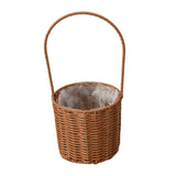 Maxbell Rattan Flower Basket Multifunctional Eggs Candy Basket for Garden Home Decor Round