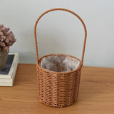 Maxbell Rattan Flower Basket Multifunctional Eggs Candy Basket for Garden Home Decor Round