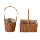Maxbell Rattan Flower Basket Multifunctional Eggs Candy Basket for Garden Home Decor Round