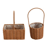 Maxbell Rattan Flower Basket Multifunctional Eggs Candy Basket for Garden Home Decor Round