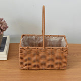 Maxbell Rattan Flower Basket Multifunctional Eggs Candy Basket for Garden Home Decor Rectangle