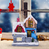 Maxbell Xmas Village House Ornaments Resin Decoration Collectible Buildings StyleD