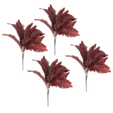 Maxbell 4x Persian Artificial Fern Leaves Plant Shrubs for Garden Office Engagement Red