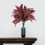 Maxbell 4x Persian Artificial Fern Leaves Plant Shrubs for Garden Office Engagement Red