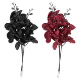 Maxbell Artificial Orchid Flowers 3 Pcs Fake Orchid Stems Decor Faux Flower for Home Black