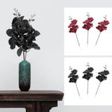 Maxbell Artificial Orchid Flowers 3 Pcs Fake Orchid Stems Decor Faux Flower for Home Black