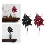 Maxbell Artificial Orchid Flowers 3 Pcs Fake Orchid Stems Decor Faux Flower for Home Black