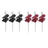 Maxbell Artificial Orchid Flowers 3 Pcs Fake Orchid Stems Decor Faux Flower for Home Black
