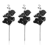 Maxbell Artificial Orchid Flowers 3 Pcs Fake Orchid Stems Decor Faux Flower for Home Black