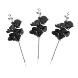 Maxbell Artificial Orchid Flowers 3 Pcs Fake Orchid Stems Decor Faux Flower for Home Black