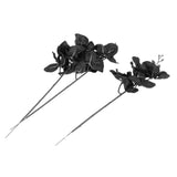 Maxbell Artificial Orchid Flowers 3 Pcs Fake Orchid Stems Decor Faux Flower for Home Black