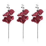 Maxbell Artificial Orchid Flowers 3 Pcs Fake Orchid Stems Decor Faux Flower for Home Red