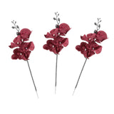 Maxbell Artificial Orchid Flowers 3 Pcs Fake Orchid Stems Decor Faux Flower for Home Red
