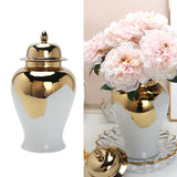 Maxbell Porcelain Flower Vase Storage Temple Jar Home with Lid Ceramic Ginger Jar