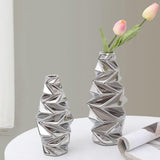 Maxbell Ceramic Vase Decorative Vases Dried Flower Container for Dining Room Decor S Silver