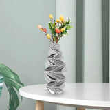 Maxbell Ceramic Vase Decorative Vases Dried Flower Container for Dining Room Decor S Silver