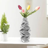 Maxbell Ceramic Vase Decorative Vases Dried Flower Container for Dining Room Decor S Silver