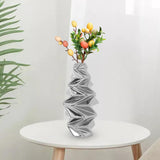 Maxbell Ceramic Vase Decorative Vases Dried Flower Container for Dining Room Decor S Silver