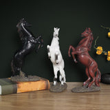 Maxbell Standing Horse Resin Statue Rearing Horse Art Figurine Sculpture Black